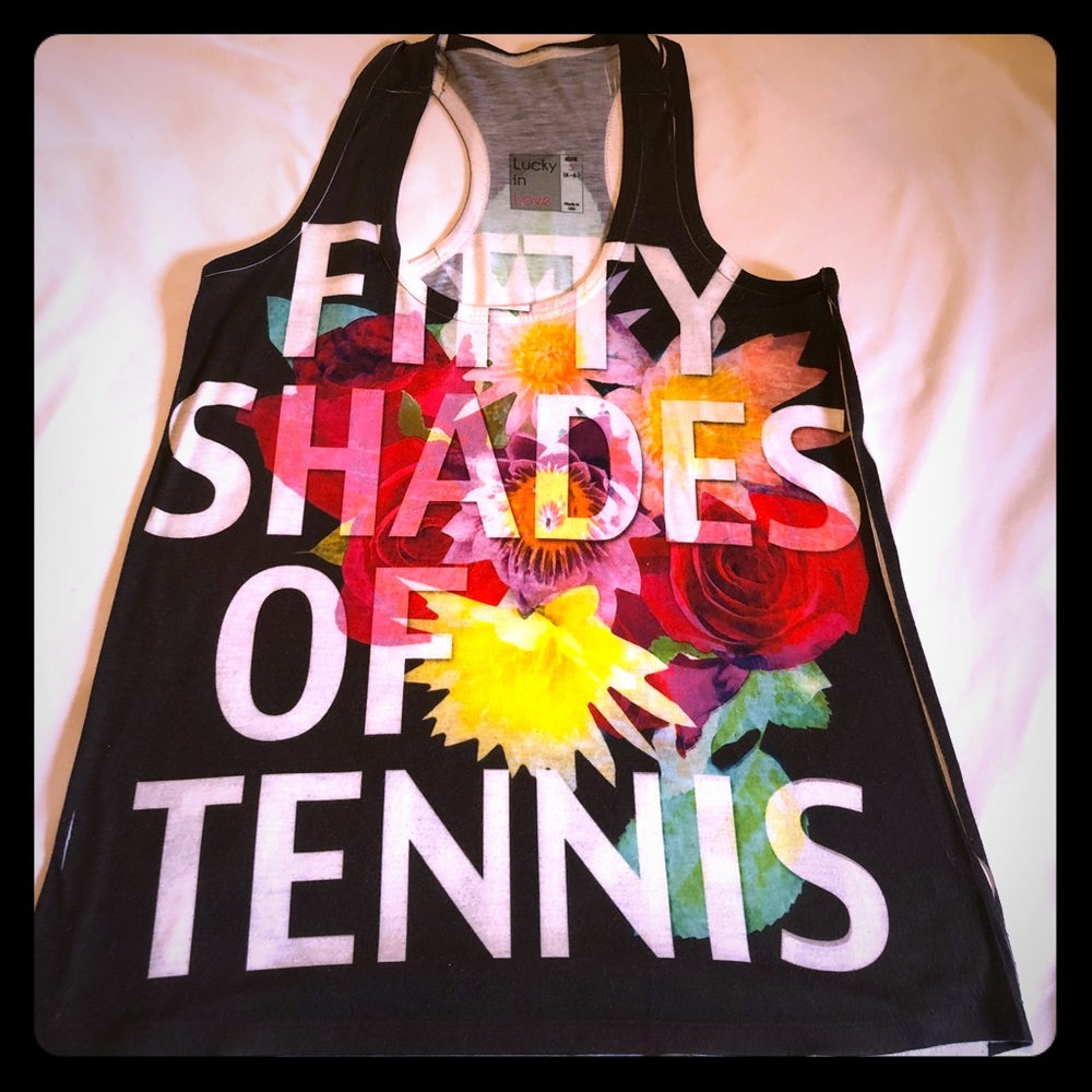 Lucky in Love “Fifty shades of tennis” tank. Small